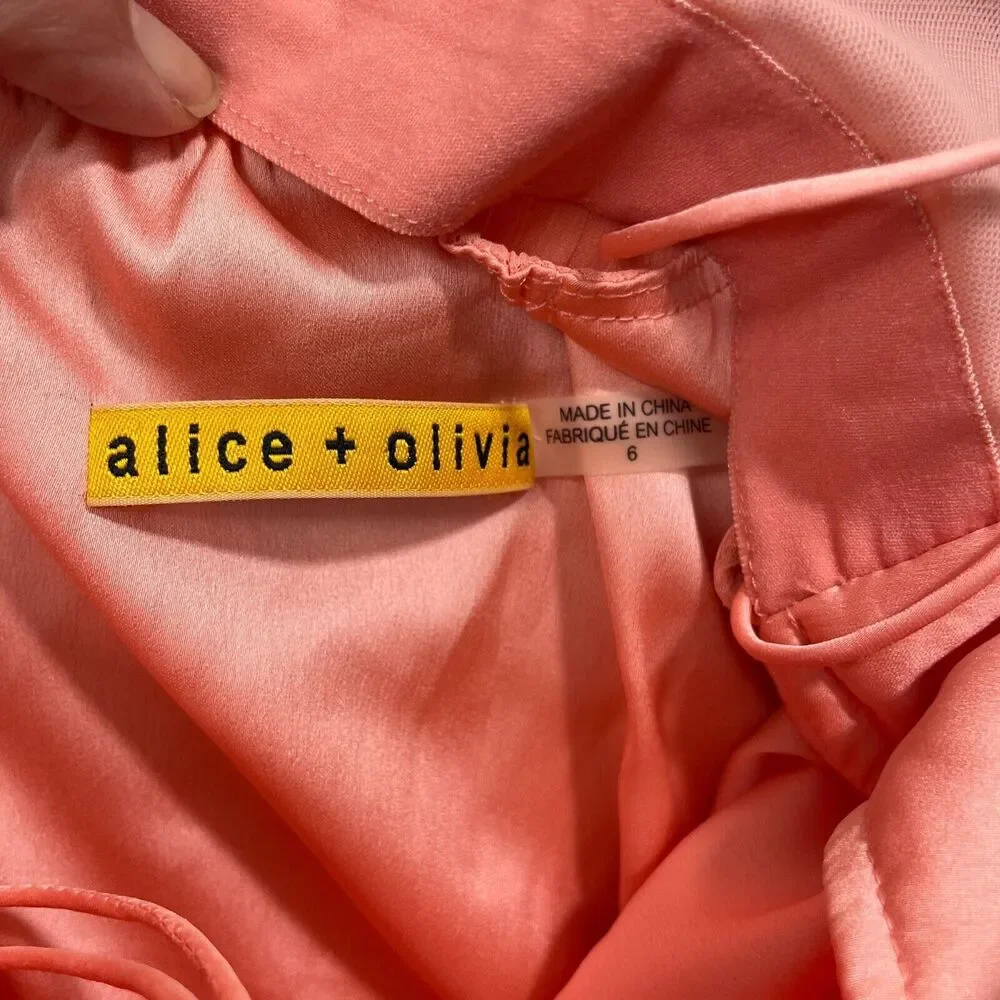 Alice + Olivia 6 Peach Dress Strapless Lined‎ Chiffon Polyester Blend